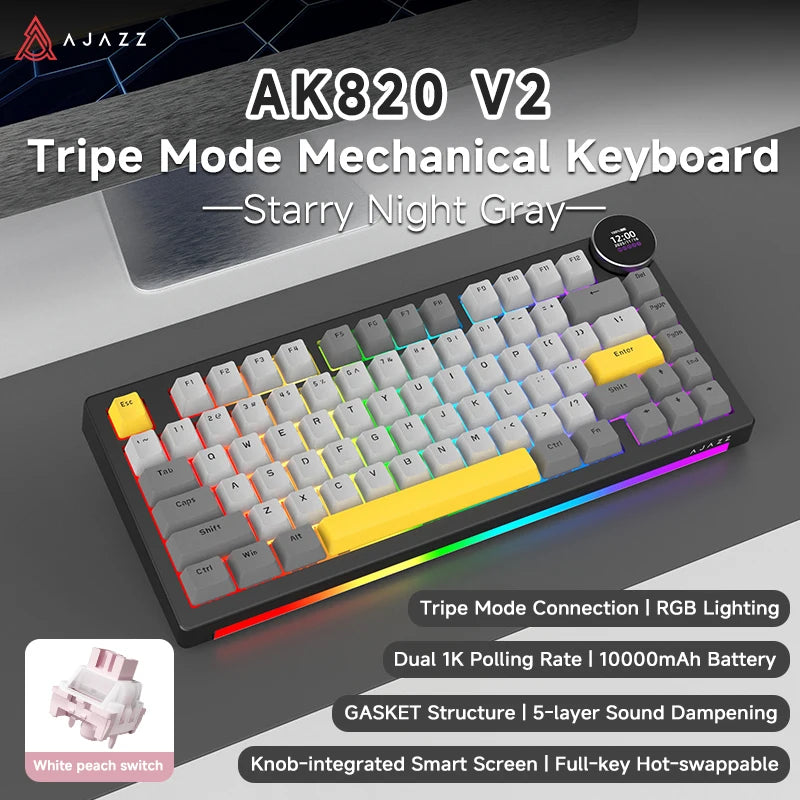 AJAZZ AK820 V2 75% Wireless Mechanical Gaming Keyboard