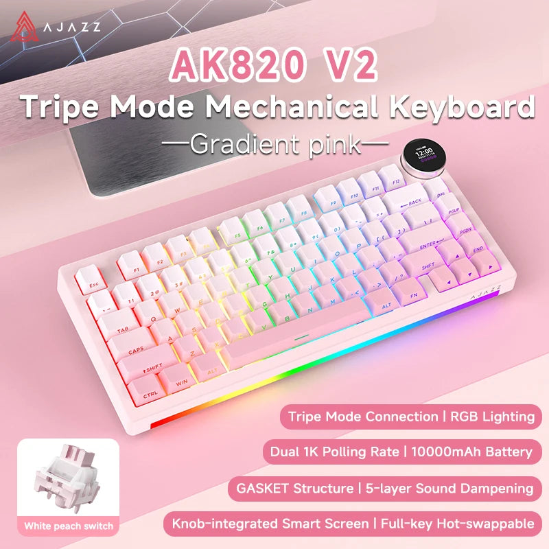 AJAZZ AK820 V2 75% Wireless Mechanical Gaming Keyboard