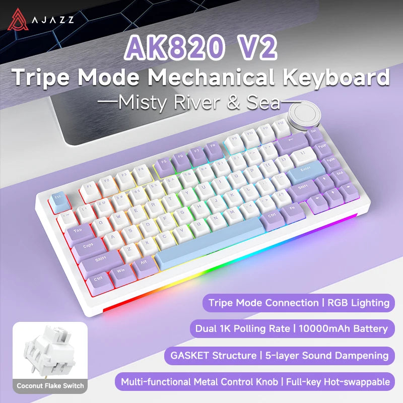 AJAZZ AK820 V2 75% Wireless Mechanical Gaming Keyboard