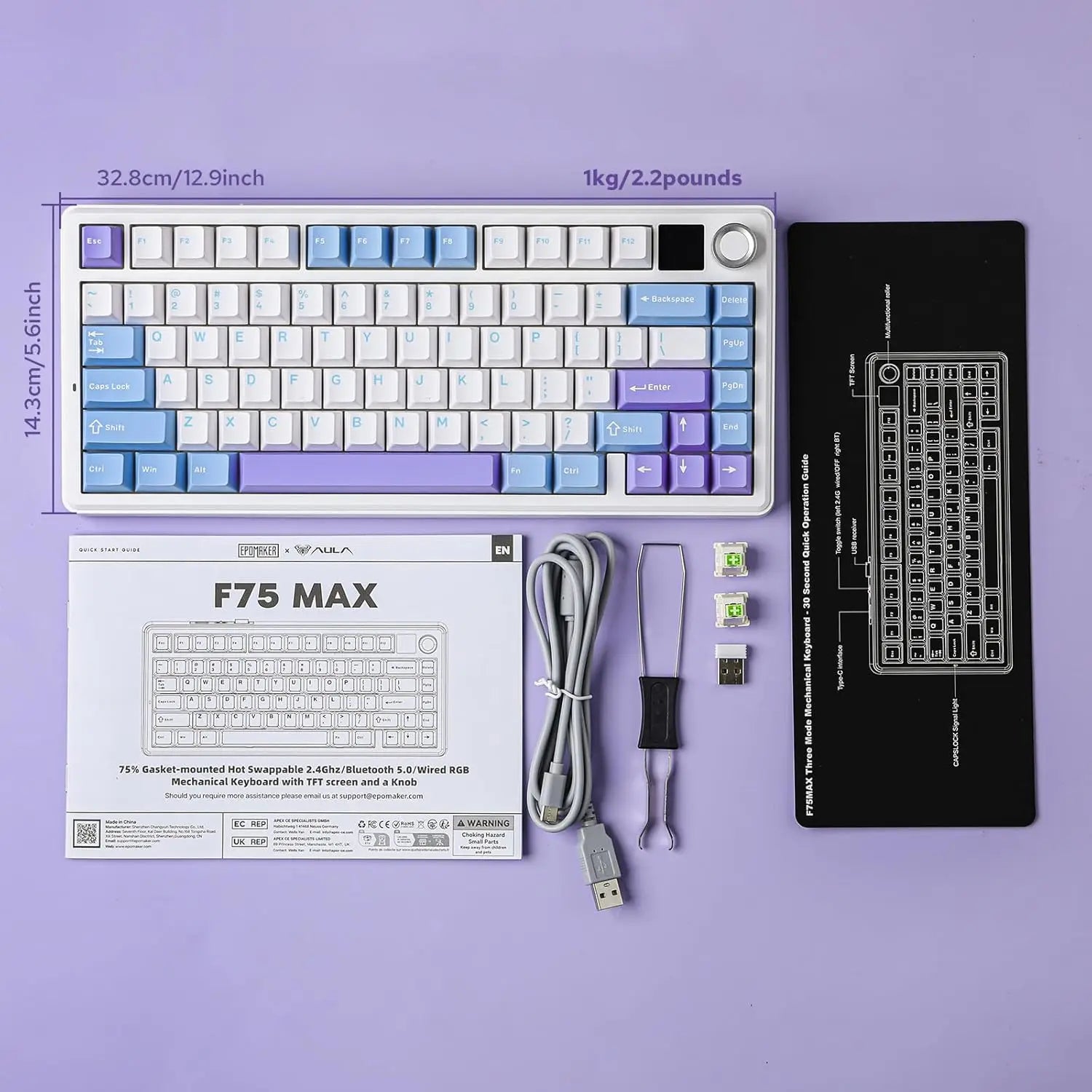 AULA F75 MAX Wireless Mechanical Gaming Keyboard