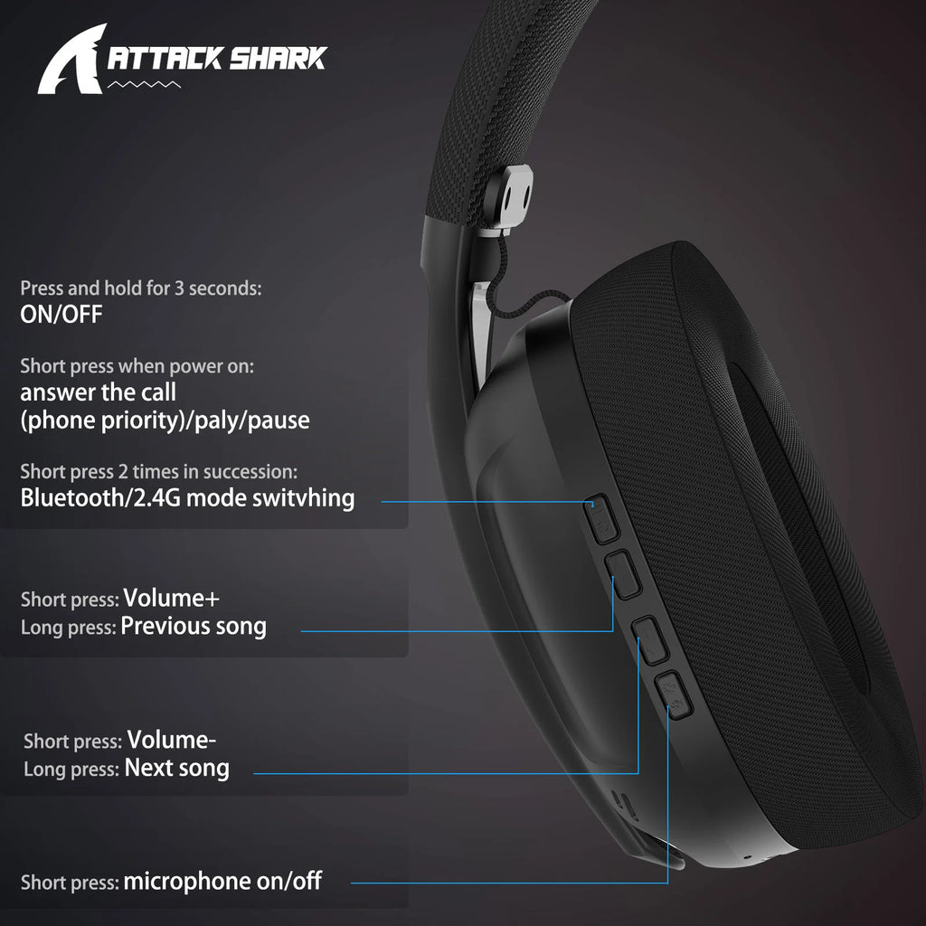 ATTACK SHARK L80 Tri-Mode Wireless Gaming Headset
