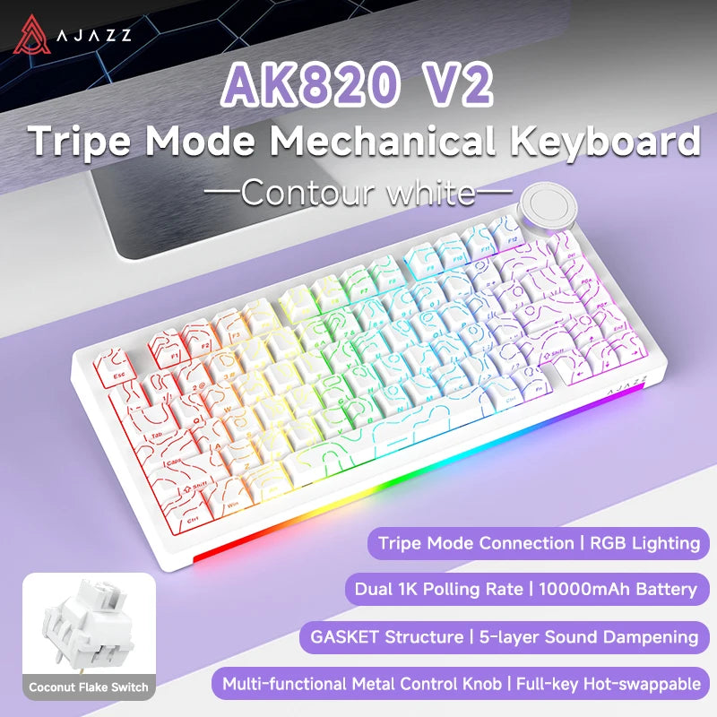 AJAZZ AK820 V2 75% Wireless Mechanical Gaming Keyboard