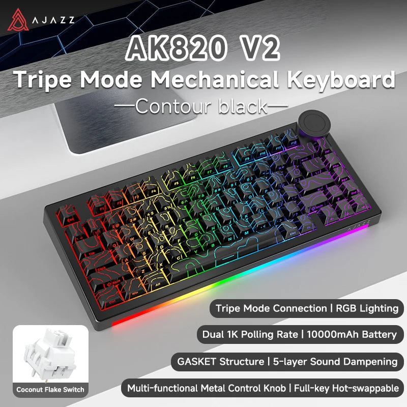 AJAZZ AK820 V2 75% Wireless Mechanical Gaming Keyboard