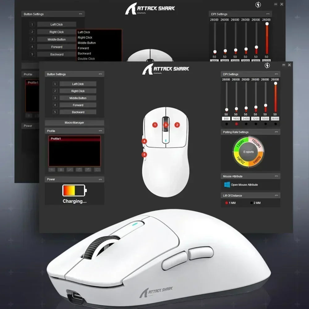 Attack Shark X3 / X3 Pro Wireless Gaming Mouse – PAW3395 Sensor, 26,000 DPI, Tri-Mode Bluetooth/2.4GHz/USB