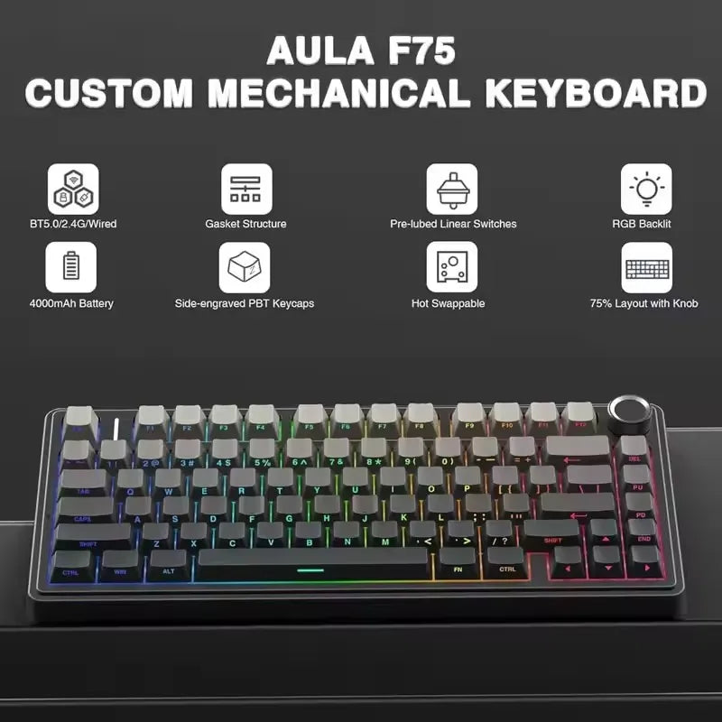 AULA F75 Wireless & Wired Mechanical Gaming Keyboard